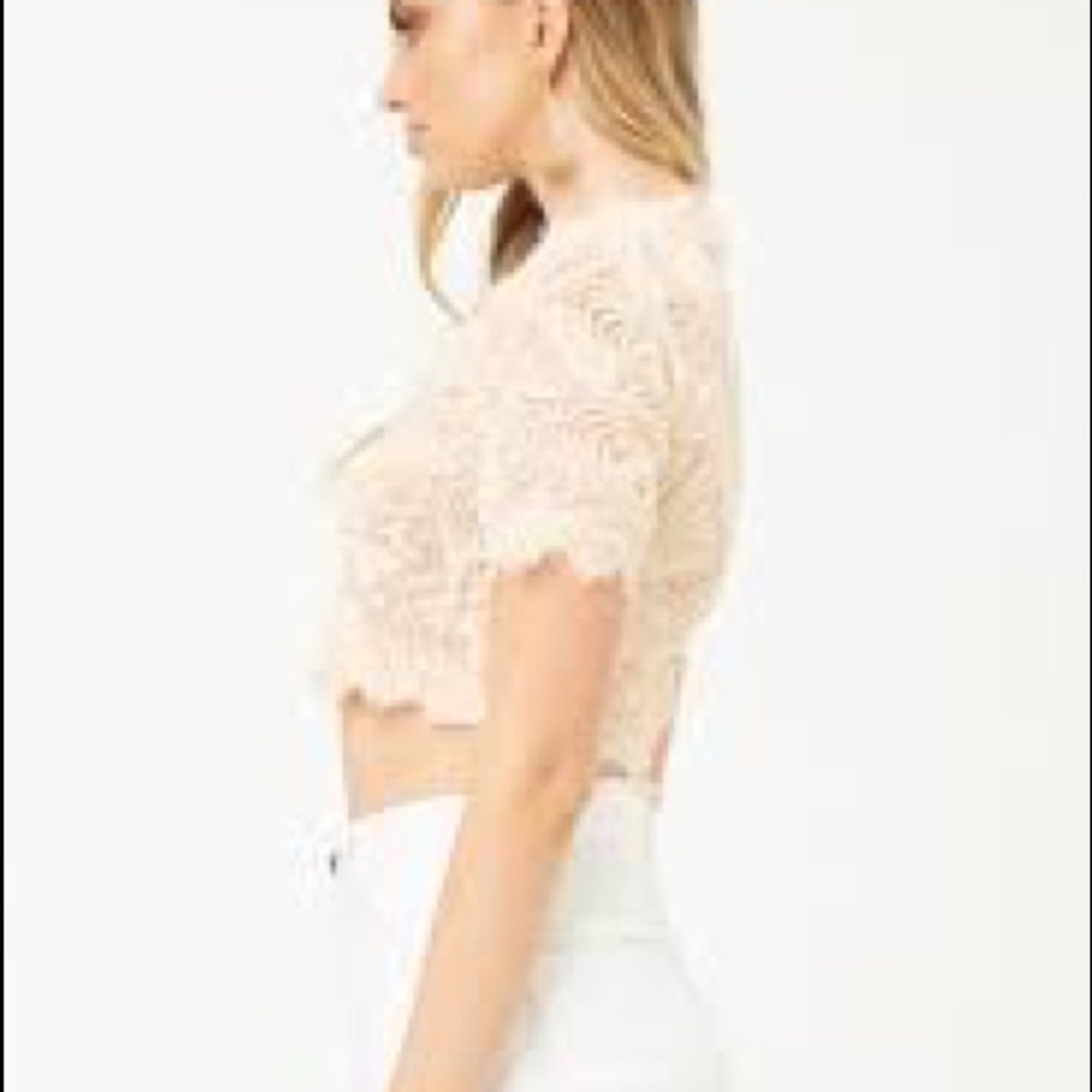 LACE ZIP CROP TOP - Picture 2 of 5